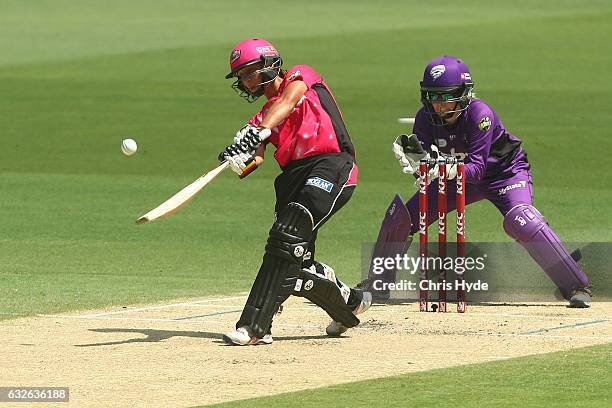 Ashleigh Gardner of the Sixers bats during the Women's Big Bash League semi final match between the Sydney Sixers and the Hobart Hurricanes at The...