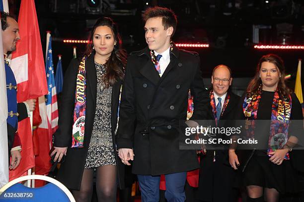 Louis Ducruet and his companion Marie, Prince Albert II of Monaco and Camille Gottlieb attend the 41st Monte-Carlo International Circus Festival on...