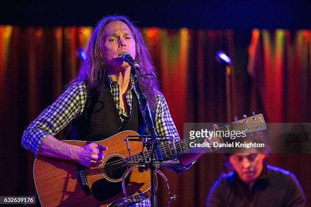 Musician Timothy B. Schmit performs on stage with special guest John McFee of The Doobie Brothers at Belly Up Tavern on January 24, 2017 in Solana...