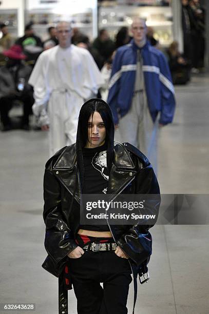 Models walk the runway during the Vetements Spring Summer 2017 show as part of Paris Fashion Week on January 24, 2017 in Paris, France.