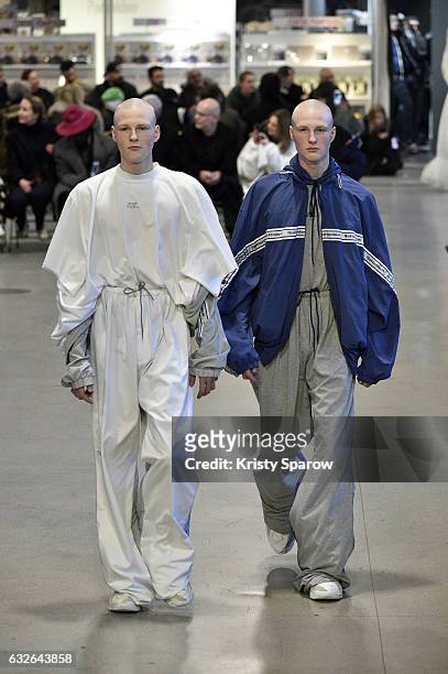 Models walk the runway during the Vetements Spring Summer 2017 show as part of Paris Fashion Week on January 24, 2017 in Paris, France.