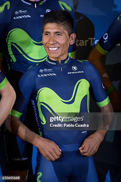 Cyclist Nairo Quintana attends the Cycling Movistar Team Presentation at Telefonica headquarters in Madrid on January 25, 2017 in Madrid, Spain.