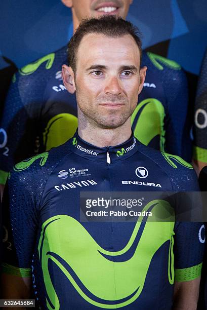Cyclist Alejandro Valverde attends the Cycling Movistar Team Presentation at Telefonica headquarters in Madrid on January 25, 2017 in Madrid, Spain.