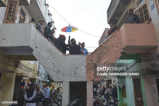 India's opposition party Bhartiya Janata Party candidate for Member of Legislative Assembly in Amritsar Tarun Chugh taks part in a campaign event in...