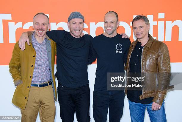 Ewen Bremner, Ewan McGregor, Jonny Lee Miller and Robert Carlyle attend the "T2 Trainspotting" photocall at Corinthia Hotel London on January 25,...