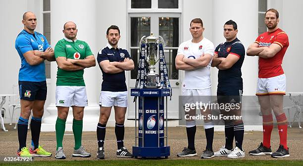 Sergio Parisse, Captain of Italy, Rory Best, Captain of Ireland, Greig Laidlaw, Captain of Scotland, Dylan Hartley, Captain of England, Guilhem...