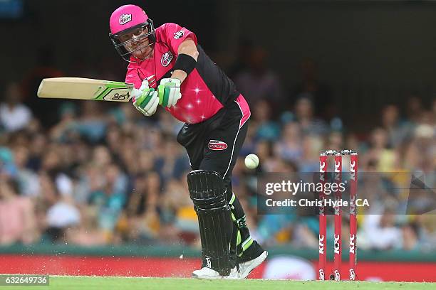 Brad Haddin of the Sixers bats during the Big Bash League semi final match between the Brisbane Heat and the Sydney Sixers at the The Gabba on...