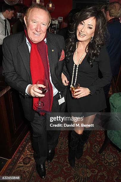 Andrew Neil and Nancy Dell'Olio attend Burns Night at Boisdale Of Mayfair with Macallan on January 24, 2017 in London, England.