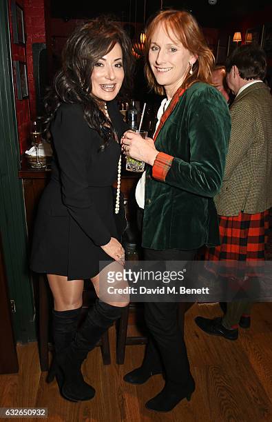 Nancy Dell'Olio and Kate Macdonald attend Burns Night at Boisdale Of Mayfair with Macallan on January 24, 2017 in London, England.