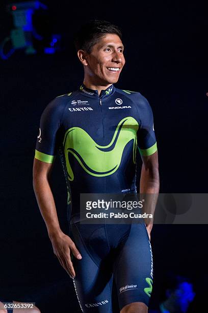 Cyclist Nairo Quintana attends the Cycling Movistar Team Presentation at Telefonica headquarters in Madrid on January 25, 2017 in Madrid, Spain.