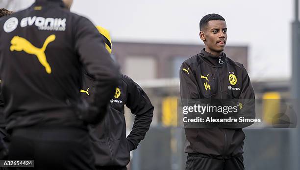 Alexander Isak of Borussia Dortmund during a training session on January 25, 2017 in Dortmund, Germany.