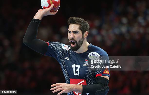 Nikola Karabatic of France in action during the 25th IHF Men's World Championship 2017 Quarter Final m;atch between France and Sweden at Stade Pierre...