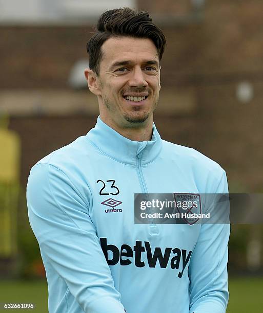 Jose Fonte of West Ham United comes out for training at Rush Green on January 25, 2017 in Romford, England.