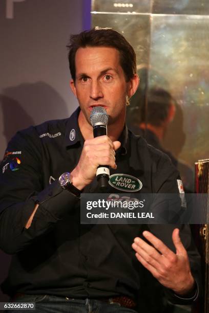 British sailor Ben Ainslie of Team Land Rover BAR talks at an Americas Cup sailing competition media event in London on January 25, 2017. - May was...