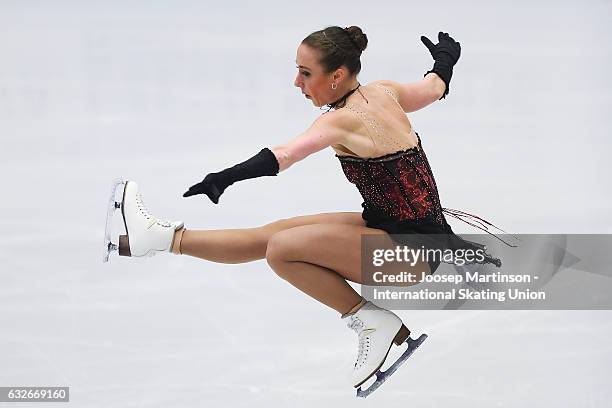 Nathalie Weinzierl of Germany competes in the Ladies Short Program during day 1 of the European Figure Skating Championships at Ostravar Arena on...