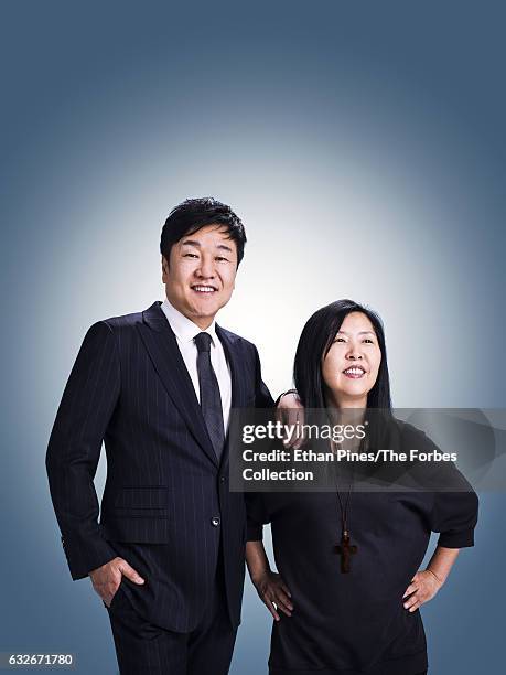 Founders of Forever 21, Jin Sook Chang, Do Won Chang is photographed for Forbes Magazine on September 16, 2016 in Los Angeles, California. COVER...