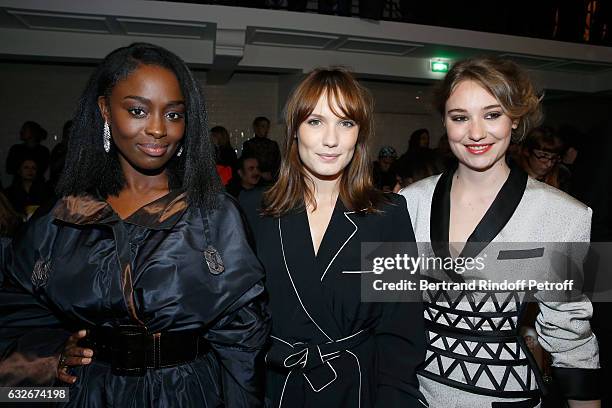 Aissa Maiga, Ana Girardot and Deborah Francois attend the Jean Paul Gaultier Haute Couture Spring Summer 2017 show as part of Paris Fashion Week on...