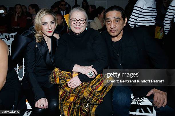 Actress Josiane Balasko sitting between her husband George Aguilar and her daughter Marilou Berry attend the Jean Paul Gaultier Haute Couture Spring...