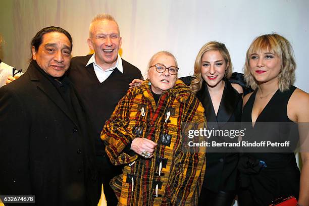 Jean-Paul Gaultier , Berengere Krief , Josiane Balasko, her husband George Aguilar and her daughter Marilou Berry attend the Jean Paul Gaultier Haute...