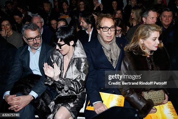 Owner of Gaultier Manuel Puig, Paz Vega, Gilles Dufour and Catherine Deneuve attend the Jean Paul Gaultier Haute Couture Spring Summer 2017 show as...