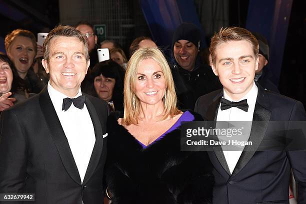 Bradley Walsh, his wife and son Barney attend the National Television Awards at Cineworld 02 Arena on January 25, 2017 in London, England.
