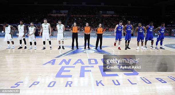 Tip off ceremony during the 2016/2017 Turkish Airlines EuroLeague Regular Season Round 19 game between Anadolu Efes Istanbul v Darussafaka Dogus...