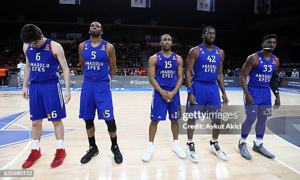 Tip off ceremony during the 2016/2017 Turkish Airlines EuroLeague Regular Season Round 19 game between Anadolu Efes Istanbul v Darussafaka Dogus...