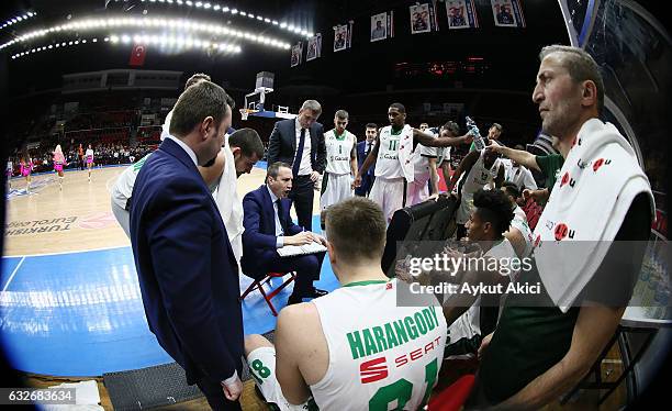 David Blatt, Head Coach of Darussafaka Dogus Istanbul in action during the 2016/2017 Turkish Airlines EuroLeague Regular Season Round 19 game between...