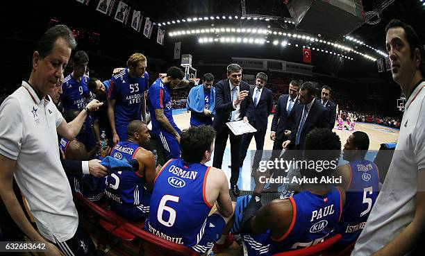 Velimir Perasovic, Head Coach of Anadolu Efes Istanbul in action during the 2016/2017 Turkish Airlines EuroLeague Regular Season Round 19 game...