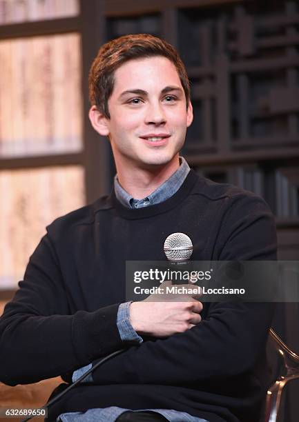 Logan Lerman speaks at the Cinema Cafe at Filmmaker Lodge on January 25, 2017 in Park City, Utah.