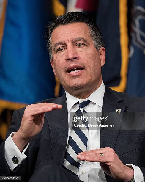 Nevada Governor Brian Sandoval speaks during a 'State of the States' event at the Newseum, January 25, 2017 in Washington, DC. The National Governors...