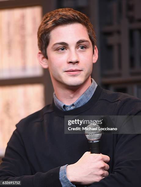 Logan Lerman speaks at the Cinema Cafe at Filmmaker Lodge on January 25, 2017 in Park City, Utah.