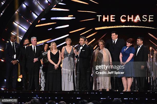 Bradley Walsh and production team of The Chase with the Best Daytime Award, on stage at the National Television Awards at The O2 Arena on January 25,...