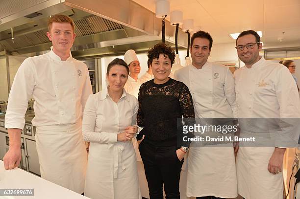 Anne-Sophie Pic and Nieves Barragan Barrafina attend the launch of La Dame de Pic London, the new restaurant from Chef Anne-Sophie Pic at Four...