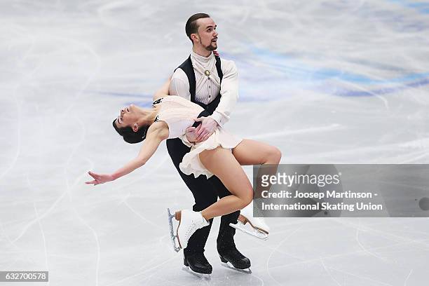 Ksenia Stolbova and Fedor Klimov of Russia compete in the Pairs Short Program during day 1 of the European Figure Skating Championships at Ostravar...
