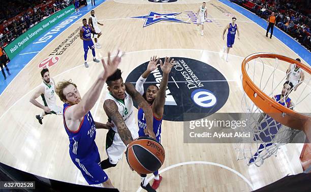 Will Clyburn, #12 of Darussafaka Dogus Istanbul in action during the 2016/2017 Turkish Airlines EuroLeague Regular Season Round 19 game between...