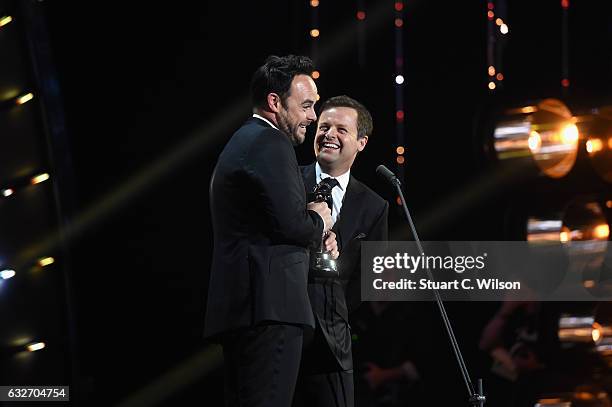 Ant and Dec accept the Best TV Presenter Award on stage during the National Television Awards at The O2 Arena on January 25, 2017 in London, England.