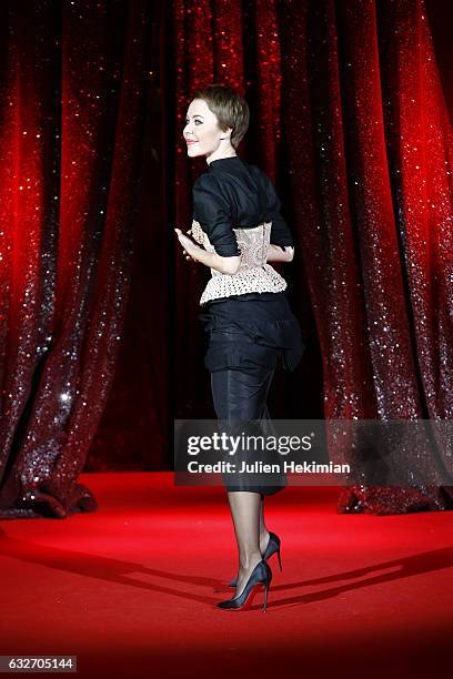 Designer Ulyana Sergeenko steps out on the runway after the Ulyana Sergeenko Spring Summer 2017 show as part of Paris Fashion Week on January 25,...