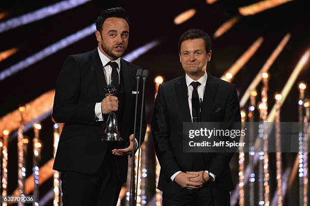 Ant and Dec accept the Best TV Presenter Award on stage during the National Television Awards at The O2 Arena on January 25, 2017 in London, England.