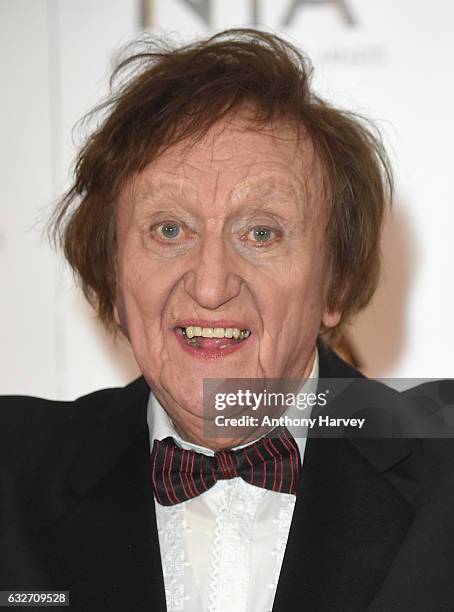 Ken Dodd poses in the winners room at the National Television Awards at The O2 Arena on January 25, 2017 in London, England.