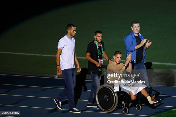 Goalkeeper Jackson Follmann , Alan Ruschel Neto and Rafael Henzel , who survived when the plane carrying Brazilian soccer team Chapecoense crashed...