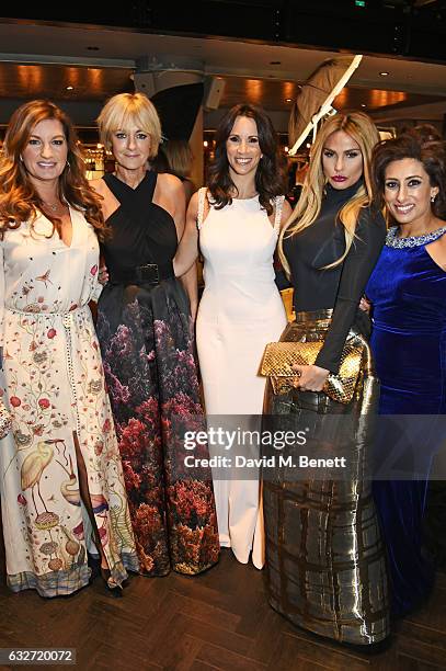 Dame Karren Brady, Jane Moore, Andrea McLean, Katie Price and Saira Khan attend the National Television Awards cocktail reception at The O2 Arena on...