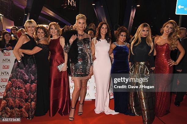 Jane Moore, Nadia Sawalha, Kaye Adams, Penny Lancaster, Andrea McClean, Saira Khan, Katie Price and Stacey Soloman of Loose Women attend the National...