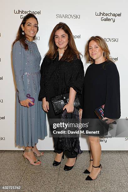 Maria Sukkar, Maya Rasamny and Maryam Eisler attend a spectacular gala dinner to celebrate Peter Doig as the Whitechapel Gallery Art Icon in...