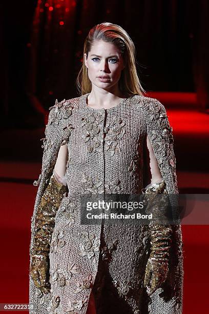 Doutzen Kroes walks the runway during the Ulyana Sergeenko Haute Couture Spring Summer 2017 show at Cirque d'Hiver as part of Paris Fashion Week on...