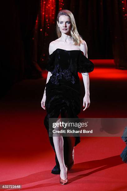 Natalia Vodianova walks the runway during the Ulyana Sergeenko Haute Couture Spring Summer 2017 show at Cirque d'Hiver as part of Paris Fashion Week...