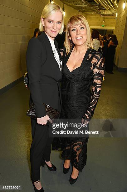 Hermione Norris and Fay Ripley attend the National Television Awards cocktail reception at The O2 Arena on January 25, 2017 in London, England.
