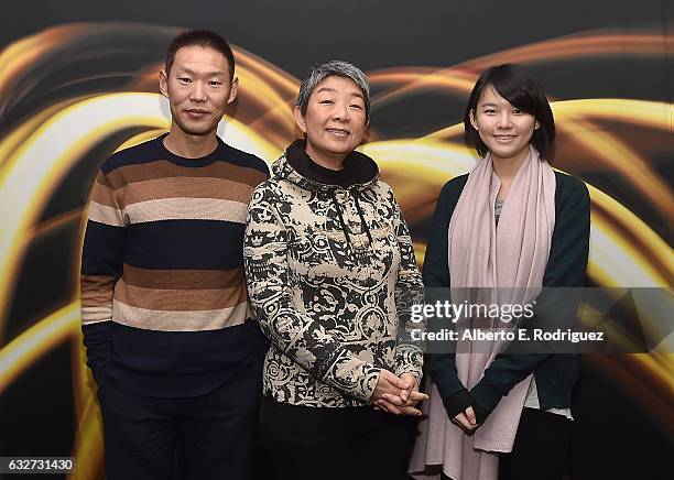 Jiuliang Wang, Ruby Chen, and Stephanie Huang attend the Feature Fillm Competition Dinner Dinner on day 7 of the 2017 Sundance Film Festival at The...