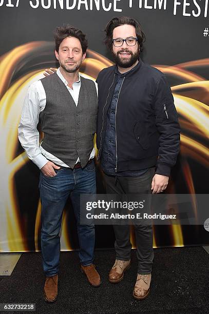 Houston King and Brett Haley attend the Feature Fillm Competition Dinner Dinner on day 7 of the 2017 Sundance Film Festival at The Shop on January...