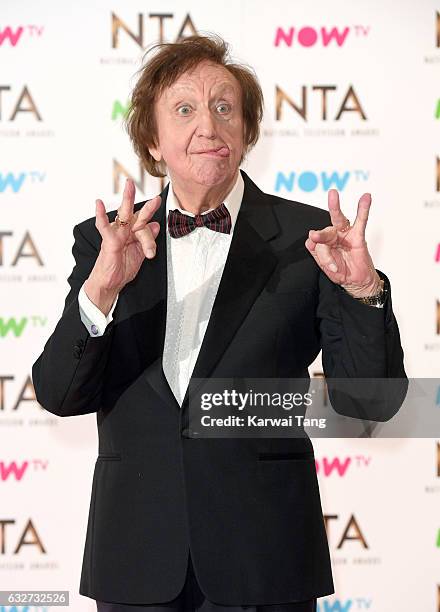 Ken Dodd poses in the winners room at the National Television Awards at The O2 Arena on January 25, 2017 in London, England.